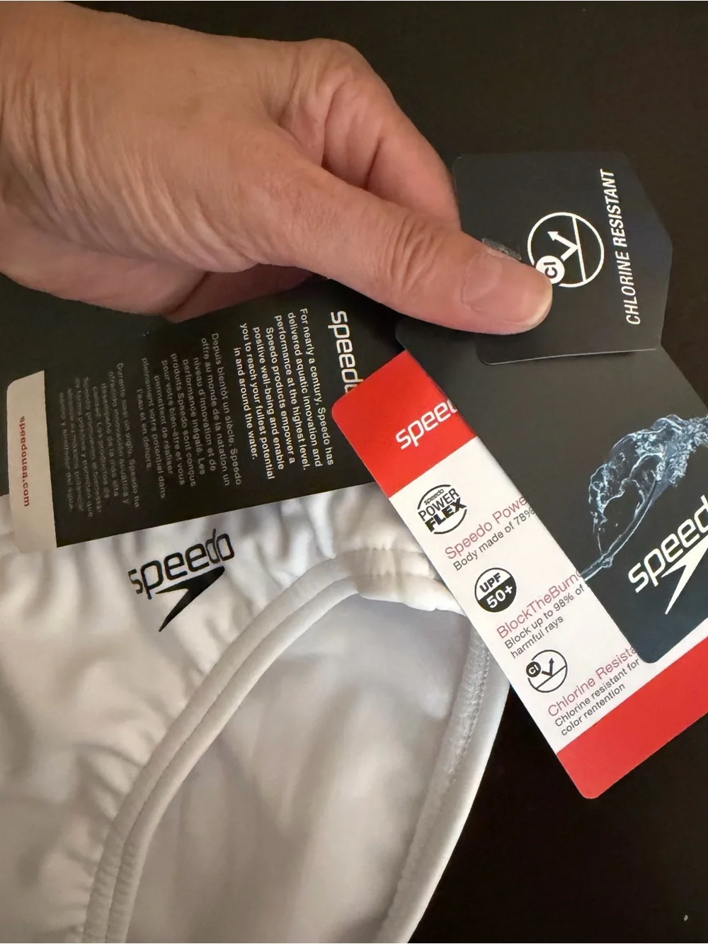 White Speedo Men’s bathing suit Bottoms POWER FLEX 50+ UPF Chlorine Resistant 34 - Picture 6 of 16